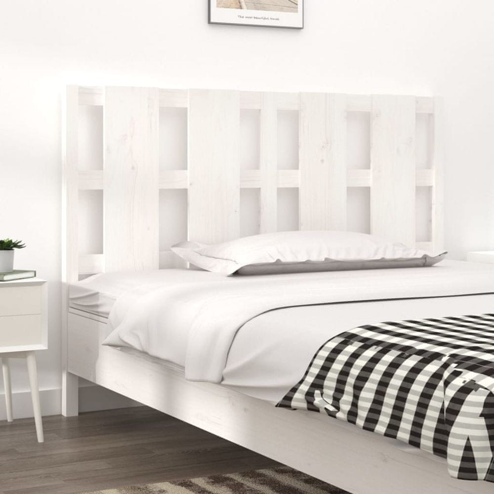 Vidaxl Čelo postele, biele, 145,5x4x100 cm, masívne borovicové drevo